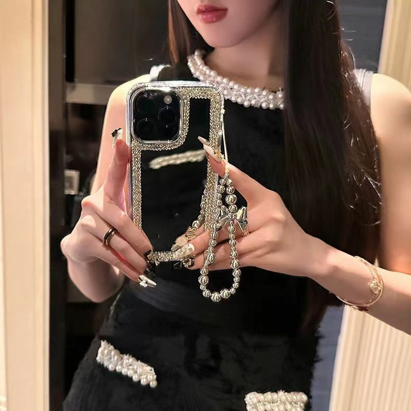 奢华镜面镶钻适用iphone17/16 pro手机壳苹果15max化妆镜14保护套