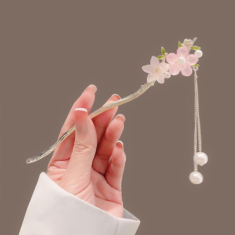 天然黑檀木发簪女清冷感发饰玉兰花步摇簪子古风旗袍头饰日常盘发|undefined