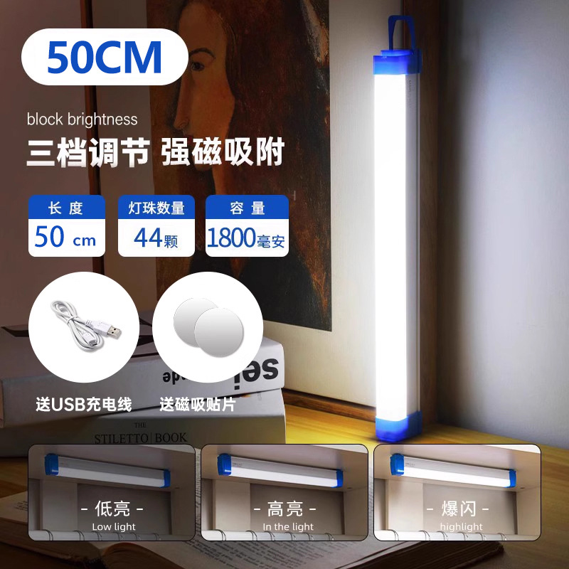 Lámpara de carga LED transfronteriza, suspensión magnética, lámpara de emergencia USB, camping en el mercado nocturno, iluminación de emergencia súper brillante de alta potencia