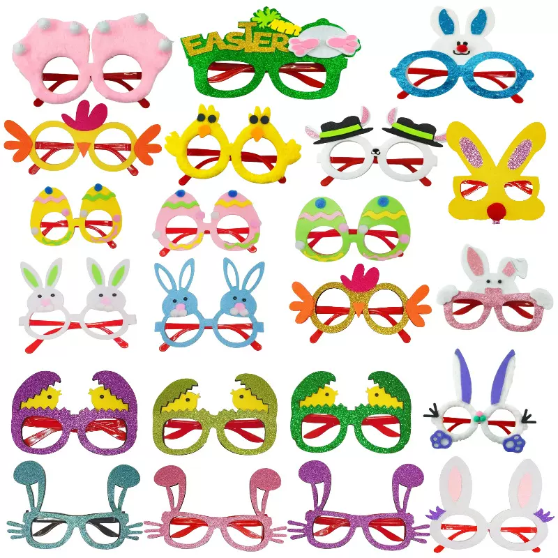 工厂现货跨境爆款复活节主题眼镜儿童氛围装扮道具复活节眼睛套装