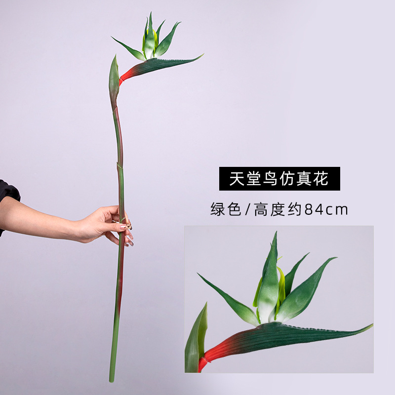 Simulación de pegamento suave ramita pájaro paraíso modelo de decoración para el hogar adornos para la fotografía props de plástico flores falsas al por mayor