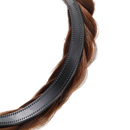 Fishbone hairband with fake hair, pearl fishbone braided hairband, twisted hairband wig, anti-slip hair accessory, stylish and trendy.