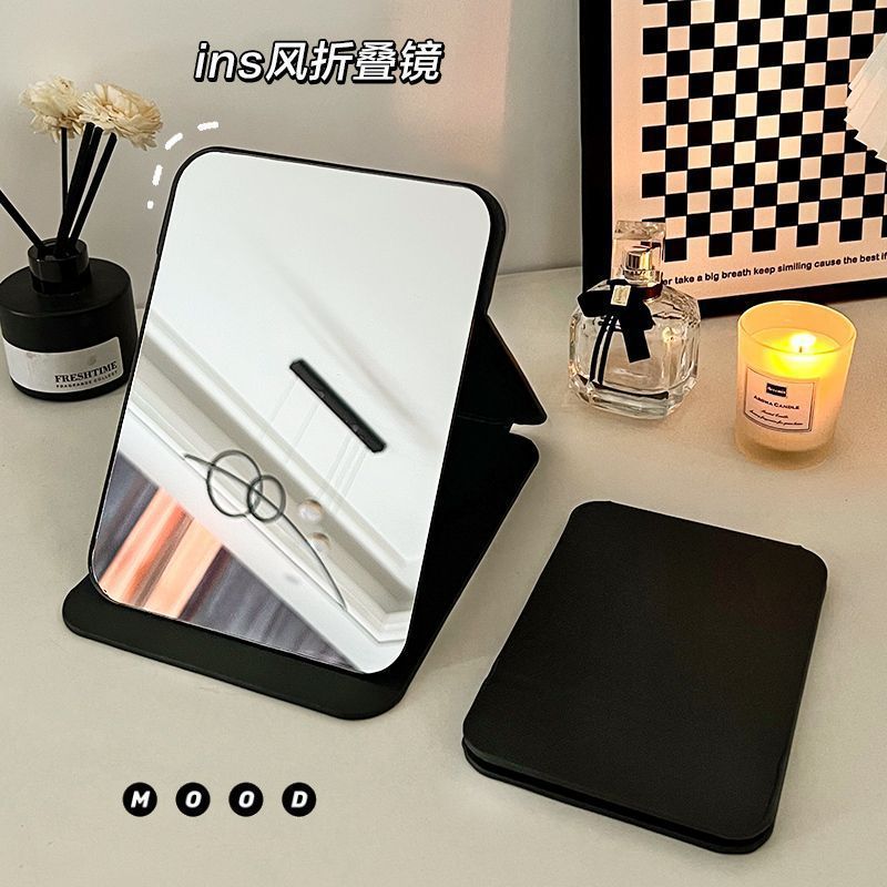 Espejo de maquillaje plegable, dormitorio de estudiantes, espejo de escritorio, espejo de oficina, espejo portátil