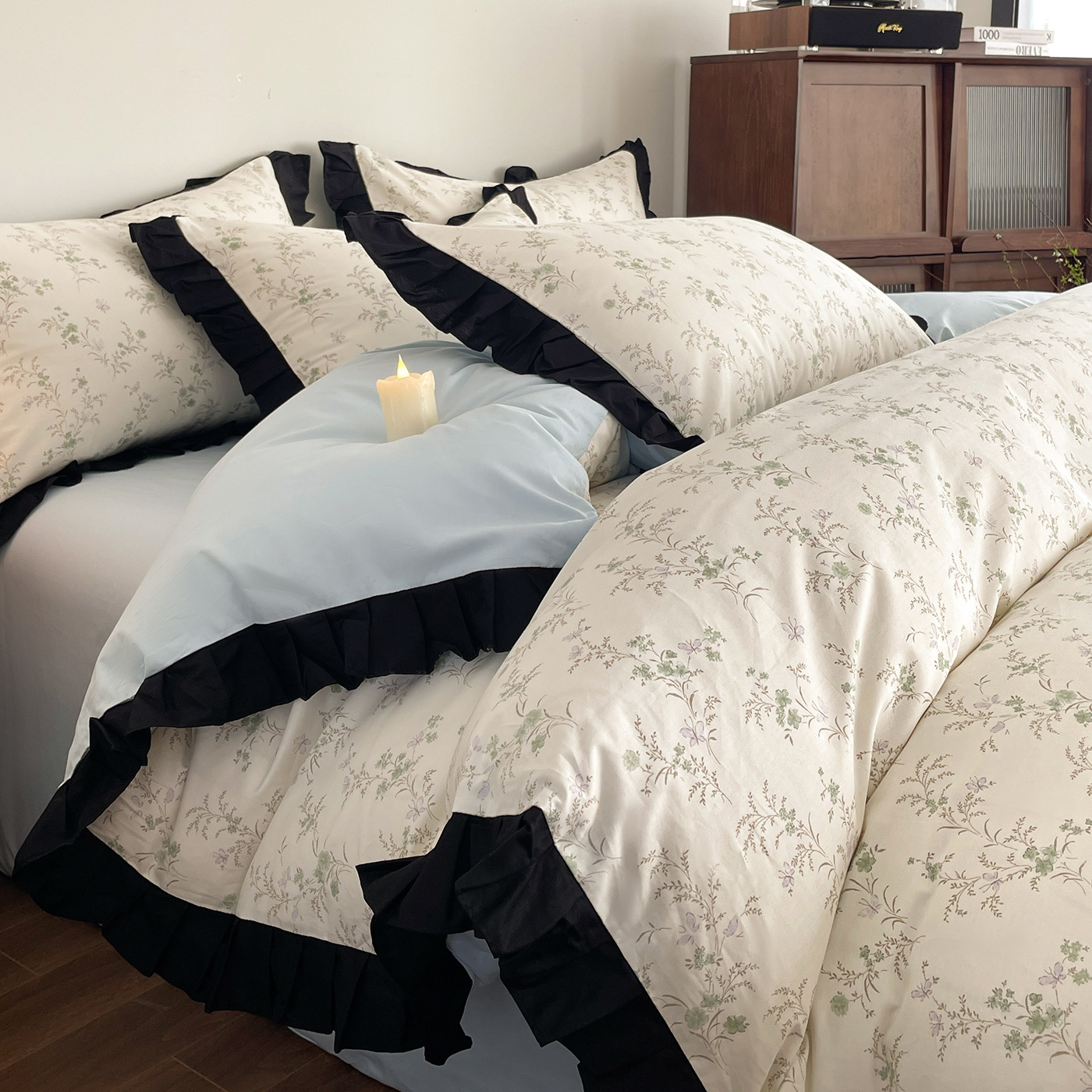 Algodón francés Hepburn encaje de cuatro piezas set de ropa de cama sábanas de cama de tres piezas set pequeño fresco