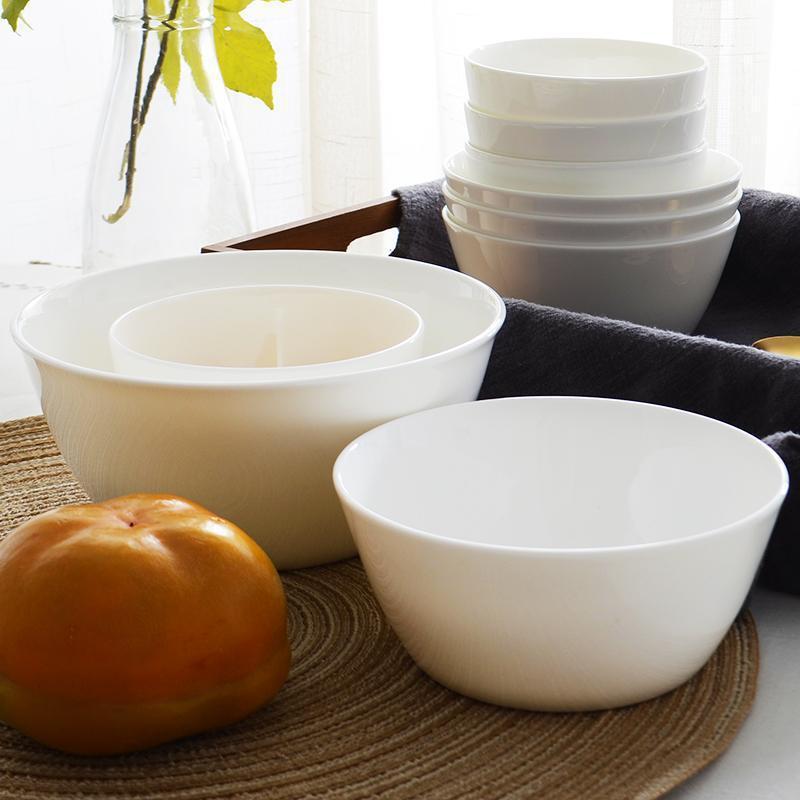Jingdezhen Pure White Bone China Simple Toyo Bowl Japanese Style Rice Bowl Family Noodle Bowl Vegetable Bowl Ceramic Straight Fine Porcelain Bowl