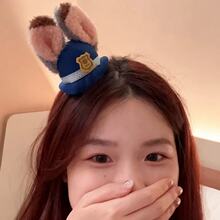 可爱mini朱迪毛绒兔耳发夹卡通侧边夹子疯狂动物城游乐园拍照金华