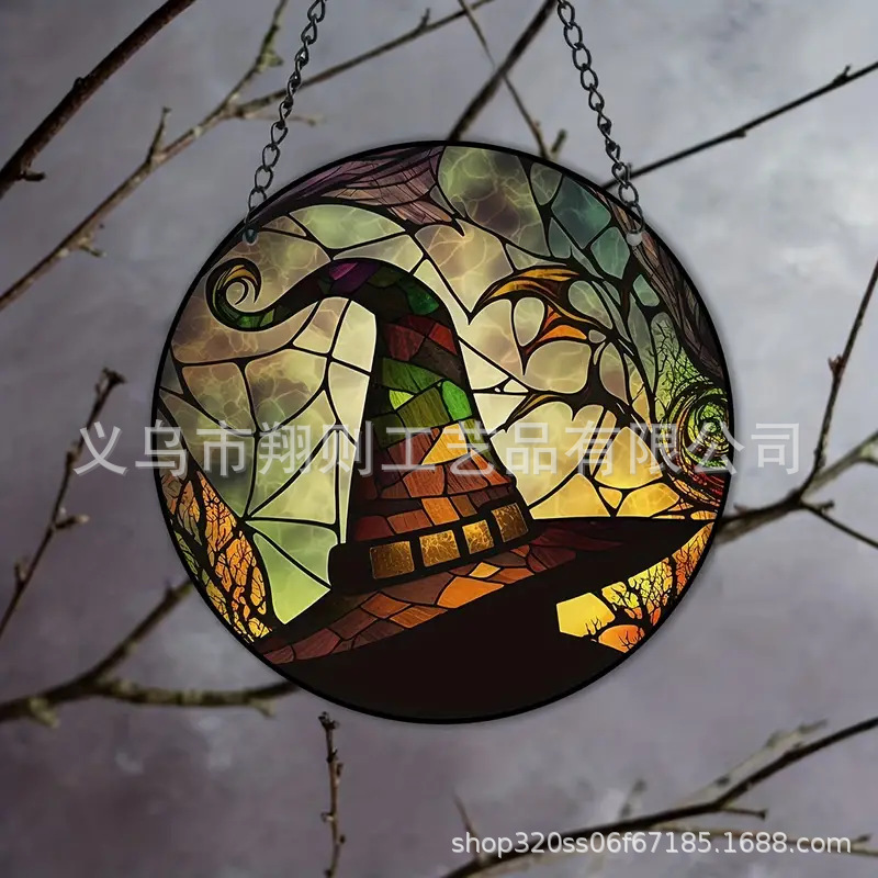 Transfronterizo serie de Halloween acrílico captador de sol artesanía decoración creativa colgante acrílico disco