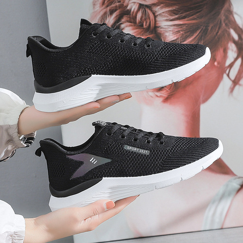 Women's Flyknit Sports Shoes  New Breathable Casual Shoes Fashionable Korean Running Trendy Shoes Foreign Trade Wholesale Women's Shoes