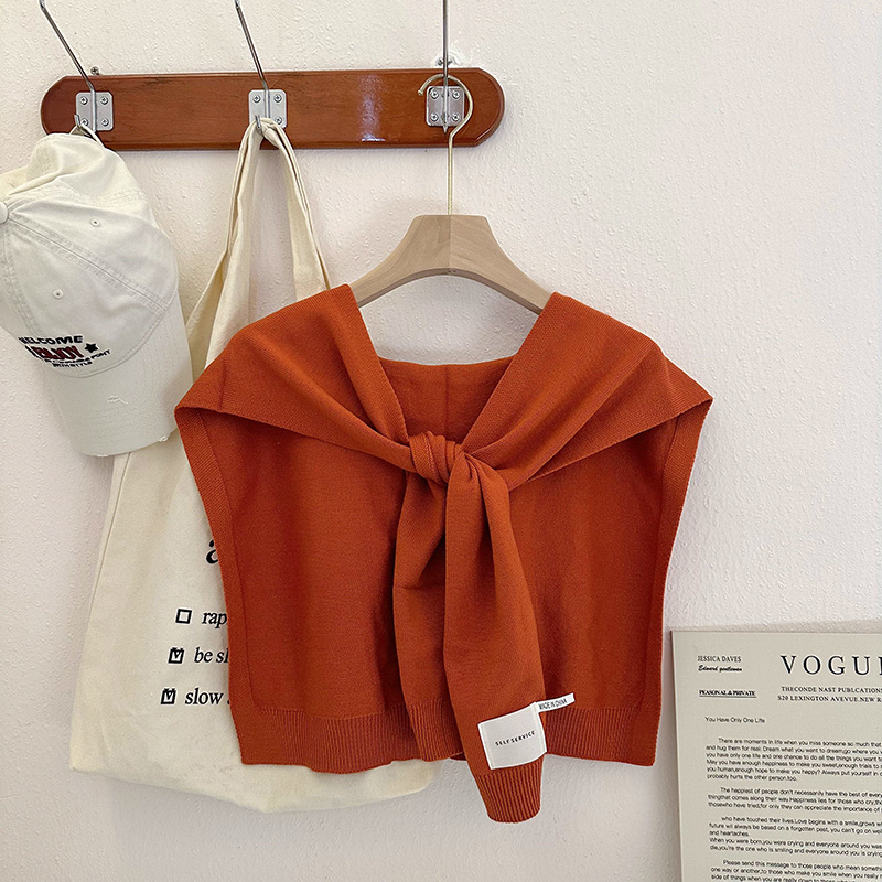 Nudo de chal para mujeres 2025 otoño invierno cuello falso aire acondicionado habitación de color sólido bufandas de hombro tejido fuera de la capa pequeña camisa hombro