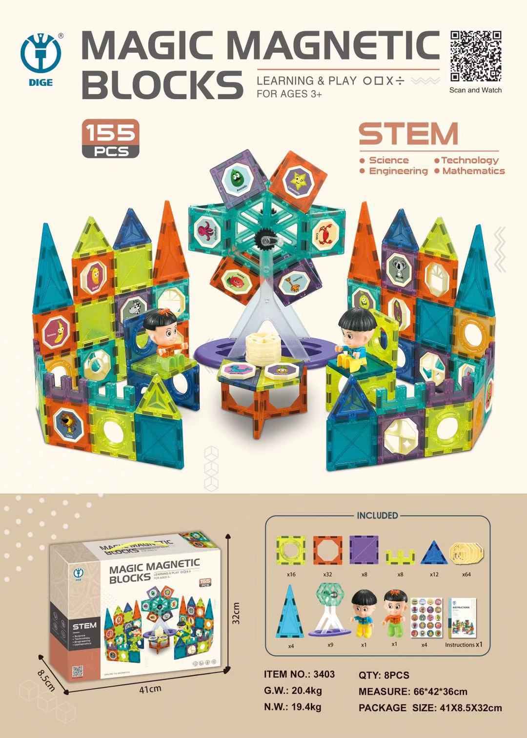 Bloques magnéticos con rodillos y tubos para niños