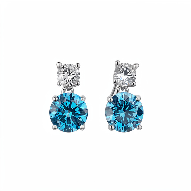 Aguja de plata zircón geometría aretes redondos modernos estilo minimalista temperamento pendientes ligeros de lujo alta sensación auriculares al por mayor image 6