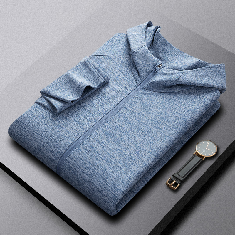 250g Sports Pima Cotton High Luxury Lightweight Cationic Warm Outdoor Sports Men's Casual Long-Sleeved Zipper Hoodie