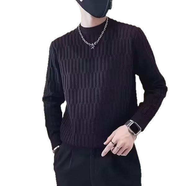 Felpa con cappuccio a maniche lunghe testurizzata di alta qualità da uomo, strato interno, strato di base, primaverile alla moda_voghion.com