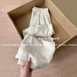 新中式亚麻西装阔腿裤女夏季高级感宽松垂感直筒裤清凉舒适长裤子