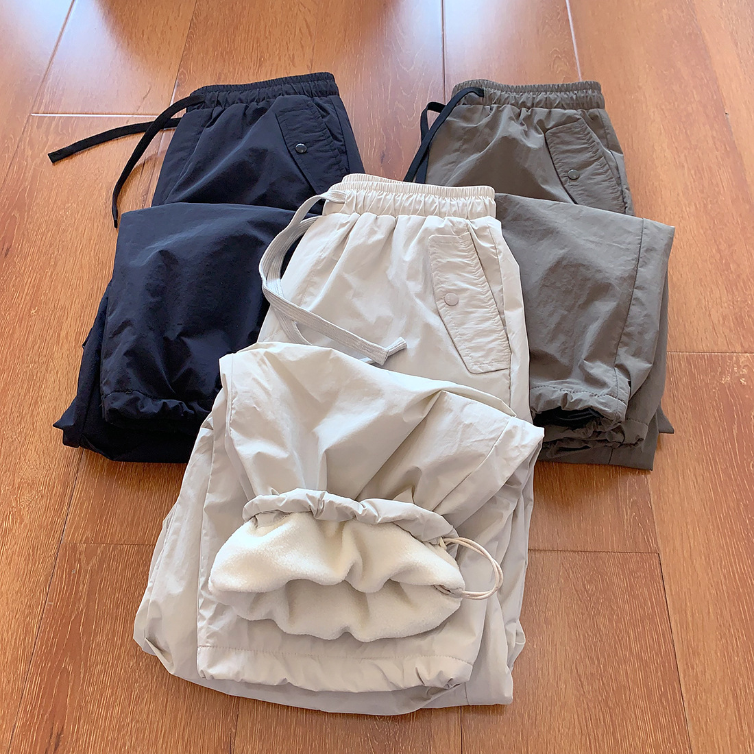 Fleece-Lined Thickened Outdoor Workwear Style Structured Parachute Pants Hiking Mountaineering Pants Women's Casual Pants