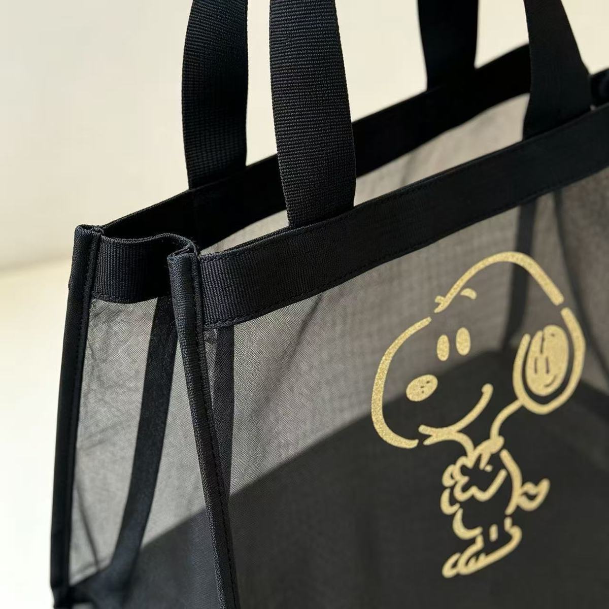 Snoopy Ağ Kumaş Taşınabilir Büyük Kapasiteli Şeffaf Ağ Basit Tasarım Günlük Çıkışlar Alışveriş Eşyaları İçin