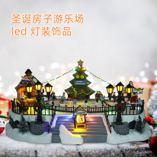 Anyou Genuine Holiday New Ski Christmas Scene Playground Music Box Set Skating Rink Scene Ornaments