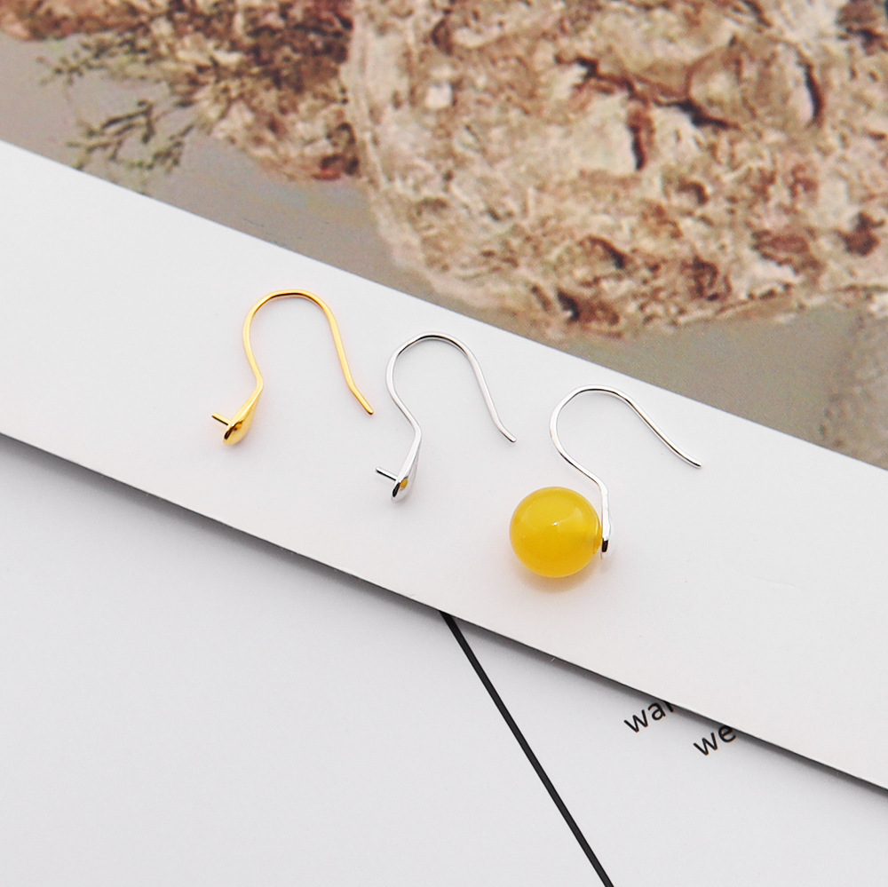 DIY珍珠空托配件 s925纯银耳钩空托高跟鞋珍珠耳钩勺子勾厂家批发