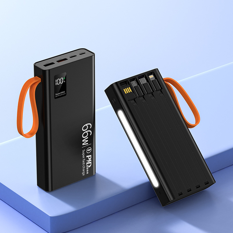66W de carga súper rápida teléfono móvil universal auto-cableada banco de potencia de gran capacidad 30000 mA flash de Carga fuente de alimentación móvil
