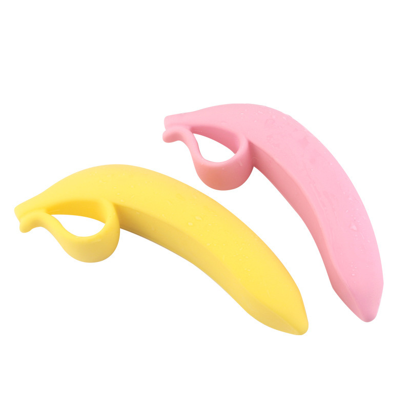 Banana-Shaped Silicone Dildo, Easy-Insert Anal Toy, Yellow Handheld Design — detail image 4