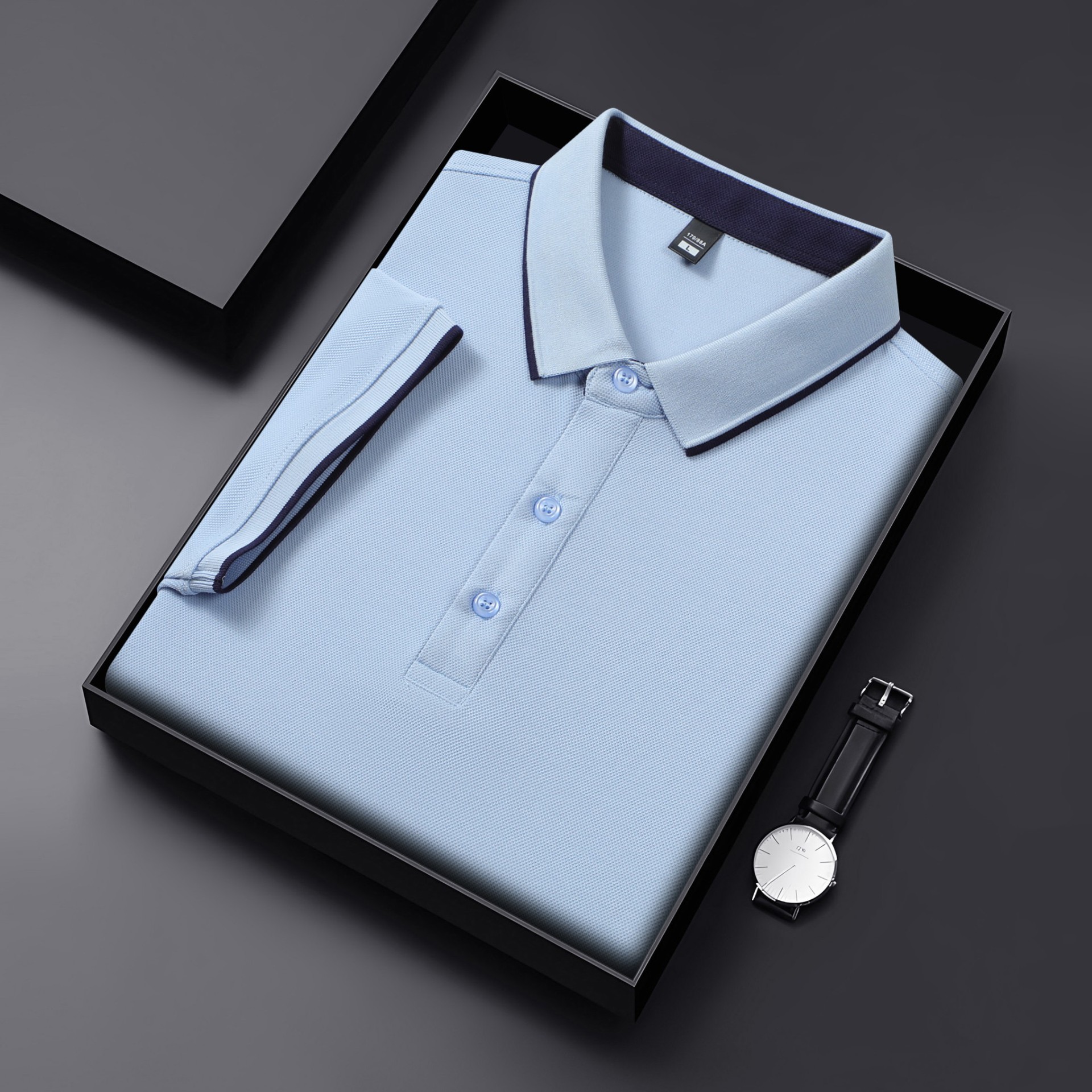 Peso pesado 220g 7A antibacteriano 65 algodón abalorios grandes contrastes de color cuello secundario en vivo camisa POLO caliente camiseta de manga corta