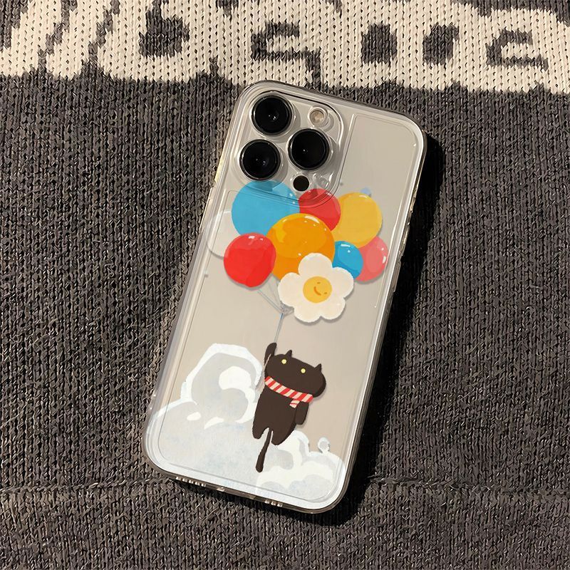 Cat Balloon Suitable for Apple 16Plus Mobile Phone Case 15 Soft Glue Iphone13/12/11 Space Shell Cartoon
