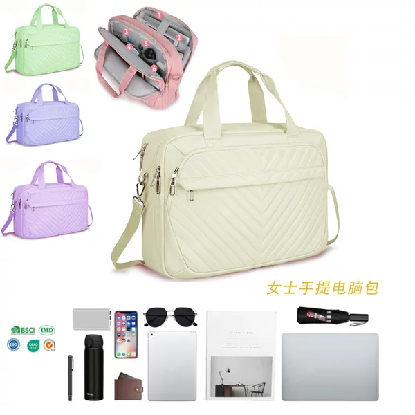 Fashionable women's laptop bag, large-capacity shoulder bag, portable business handbag for business trips, laptop briefcase