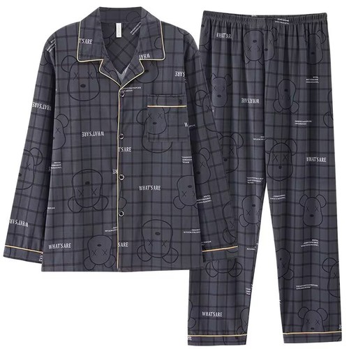 2025 New Checkered Pajamas for Men, Spring and Autumn Season, Long Sleeve, Pure Cotton, Plus Size Home Clothes, Winter Style, Wearable Outside