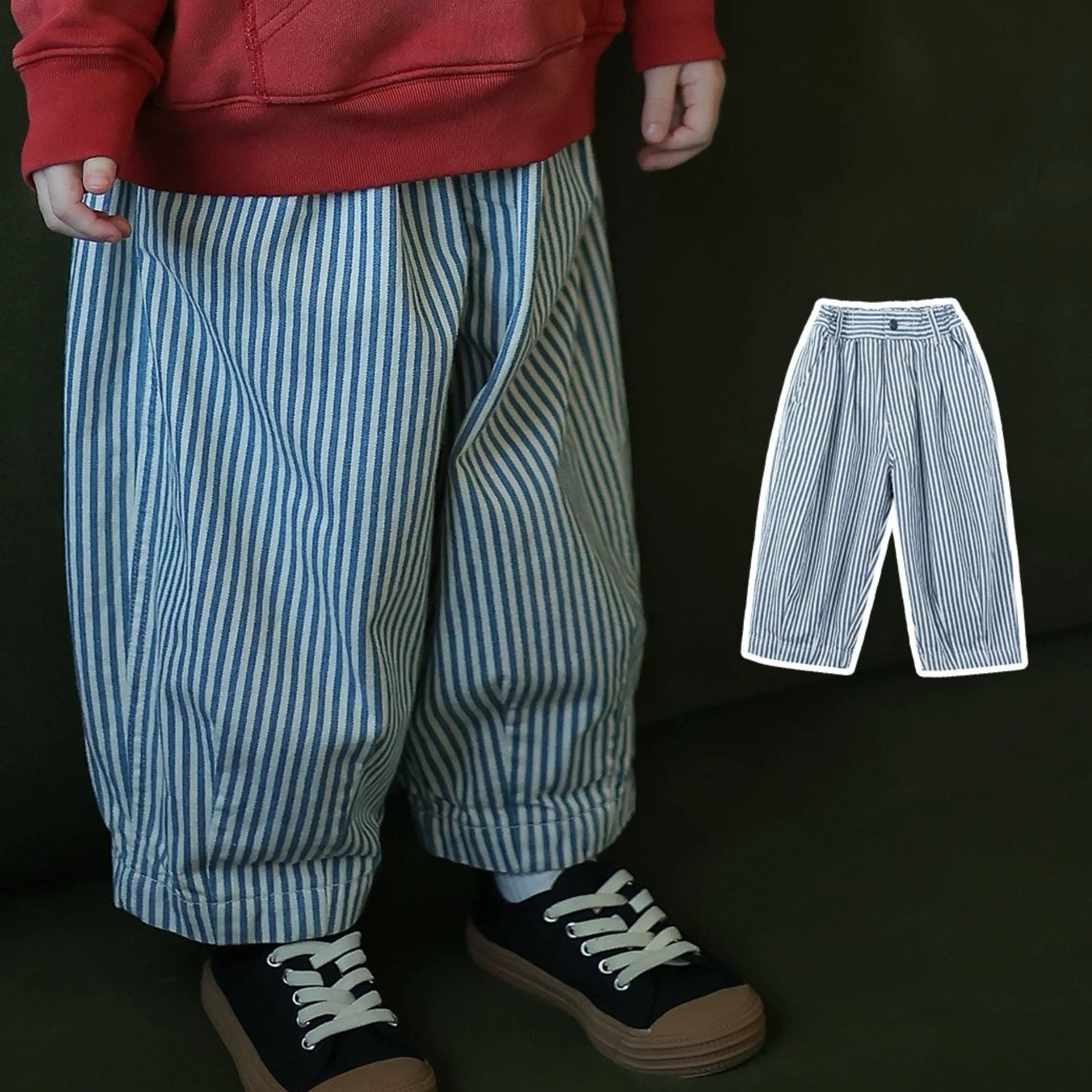 재고 [조커 필수] 2025 가을  일본유치원 클래식 외국식 조커 줄무늬 바지