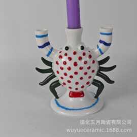海洋风多功能陶瓷烛台螃蟹造型创意烛台地中海装饰小摆件