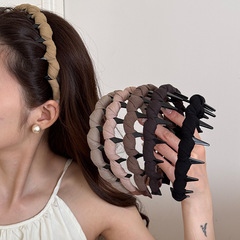 女性用サテン巻き歯付き滑り止めヘッドバンド 2025 新しい日常着用高頭頂ヘッドバンド多用途ヘアピンヘアアクセサリー