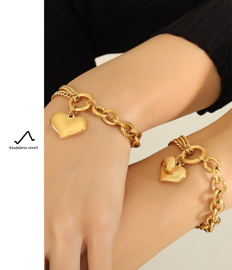 Heart Shape Pattern Vintage Style Heart Shape Titanium Steel Plating Bracelets