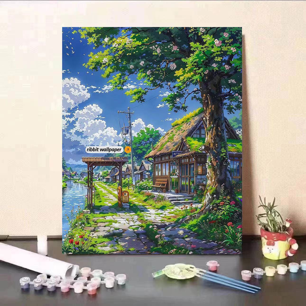 Miyazaki Jun verano pintura al óleo digital diy relleno a mano curación de alto valor de visualización ins viento pintura decorativa sala de estar regalo