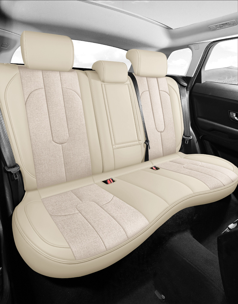 Car Seat Cover for Peugeot 308S 508L 2008 4008 5008, All-Season Leather and Linen Full Surround Seat Cover