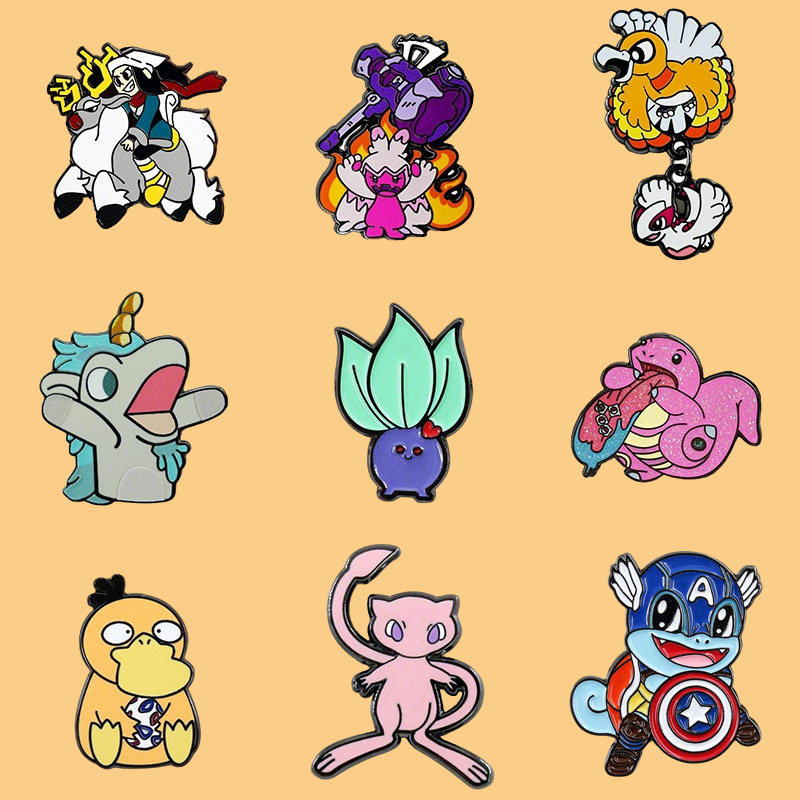 Cross-Border Best-Selling Pokémon Enamel Badges, Cute Cartoon Anime Accessories, Badges, Pokémon Bag Decorations
