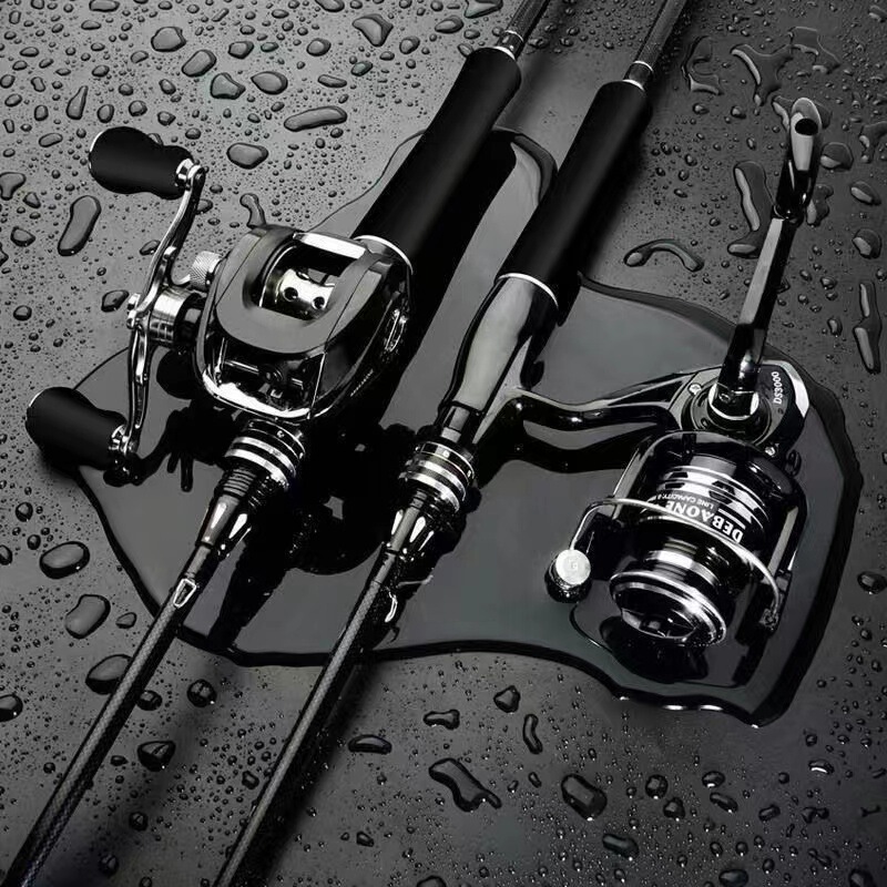 Beginner's Ultra-Hard Lure Rod, Complete Set, Straight Handle Casting Rod for Long-Distance Casting, Black Rod, Ultra-Hard Adjustment Beginner's Ultra-Hard Lure Rod, Complete Set, Straight Handle Casting Rod for Long-Distance Casting, Black Rod, Ultra-Hard Adjustment