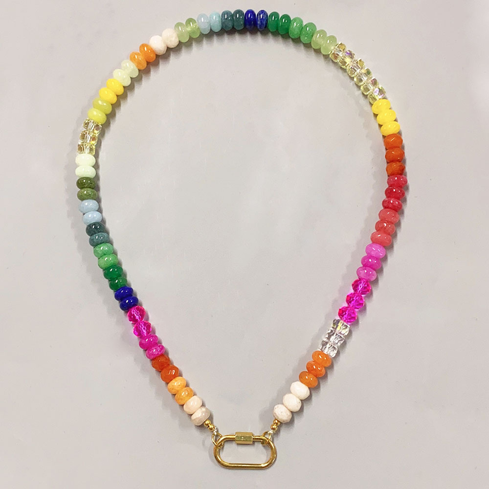 200g Weight Necklace Classification 304 Stainless Steel Chain Material 1 Piece Quantity Casual Occasion natural stone Material Geometric Pattern Women's Gender Sweet Style Beaded Craft 1 Piece Sweet Geometric Natural Stone 304 Stainless Steel Necklace 12