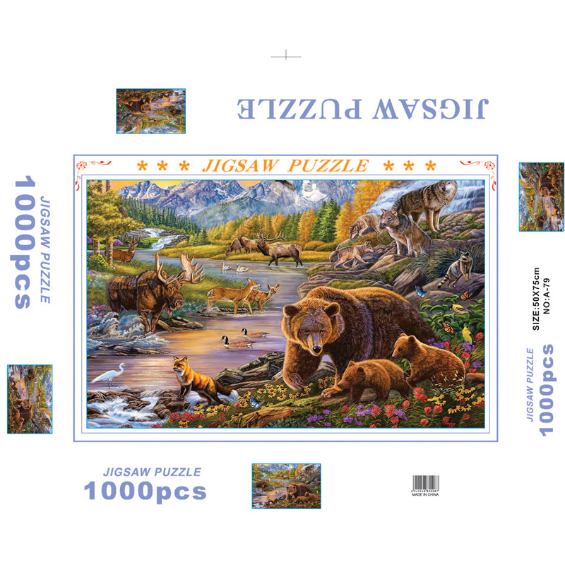 Rompecabezas para adultos 1000 piezas de papel dibujos animados paisaje alta dificultad cerebro quema juego juguetes educativos puesto en el mercado nocturno pequeños productos