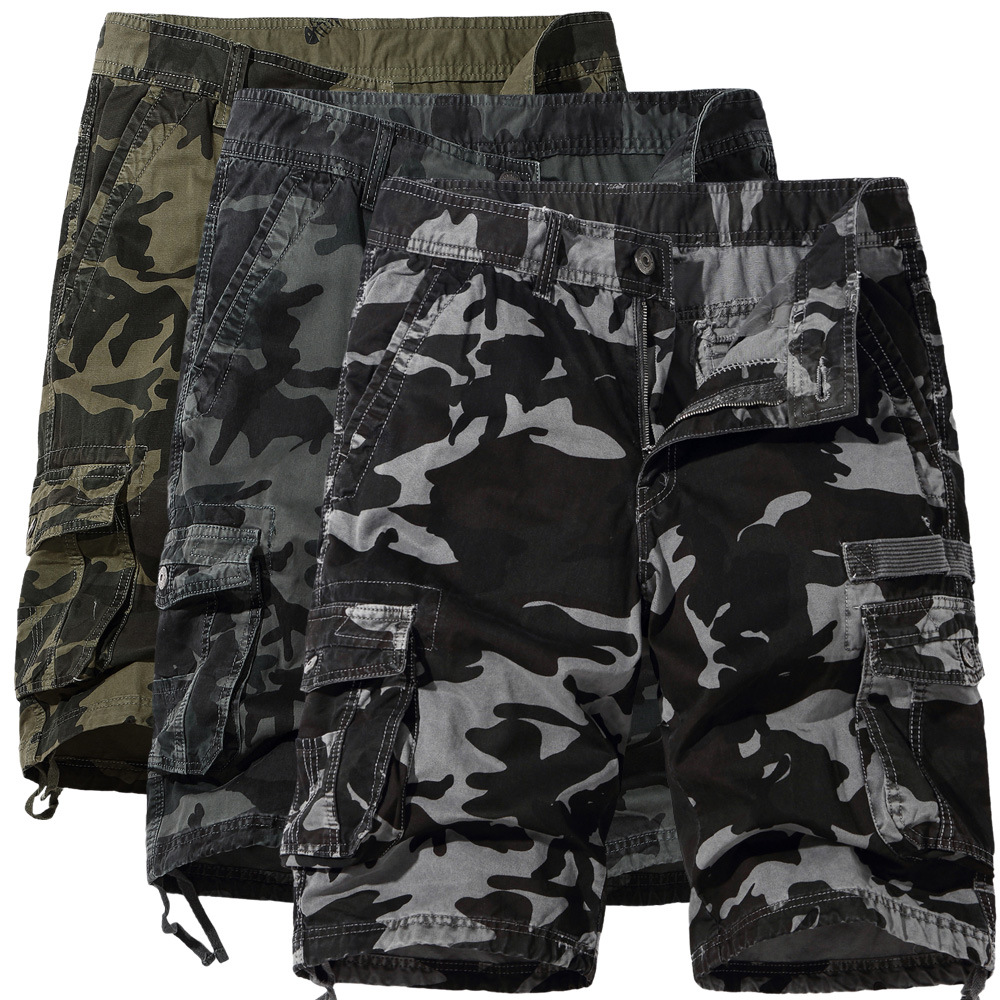 2025 Summer New Plus Size Men's Camouflage Shorts Multi-Pocket Fashion Casual Pants 5-Point Pants Amazon New Style