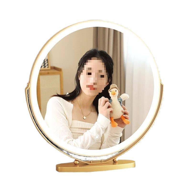 デスクトップスマート LED 化粧鏡ライト付き女の子の寝室ルームデスクトップインターネット有名人クリームスタイルドレッシングテーブルミラー|undefined
