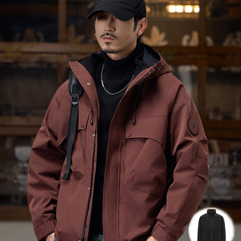 Three-In-One Jacket Men's Detachable Liner Workwear Jacket New Thickened Jacket Cotton Jacket