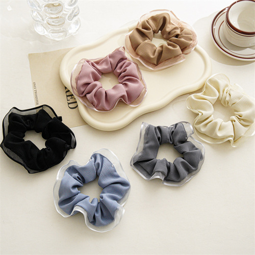 Summer Thin Chiffon Simple Fabric Hair Tie Women's Versatile Elastic Rubber Band Headwear Factory Direct Sales and Wholesale