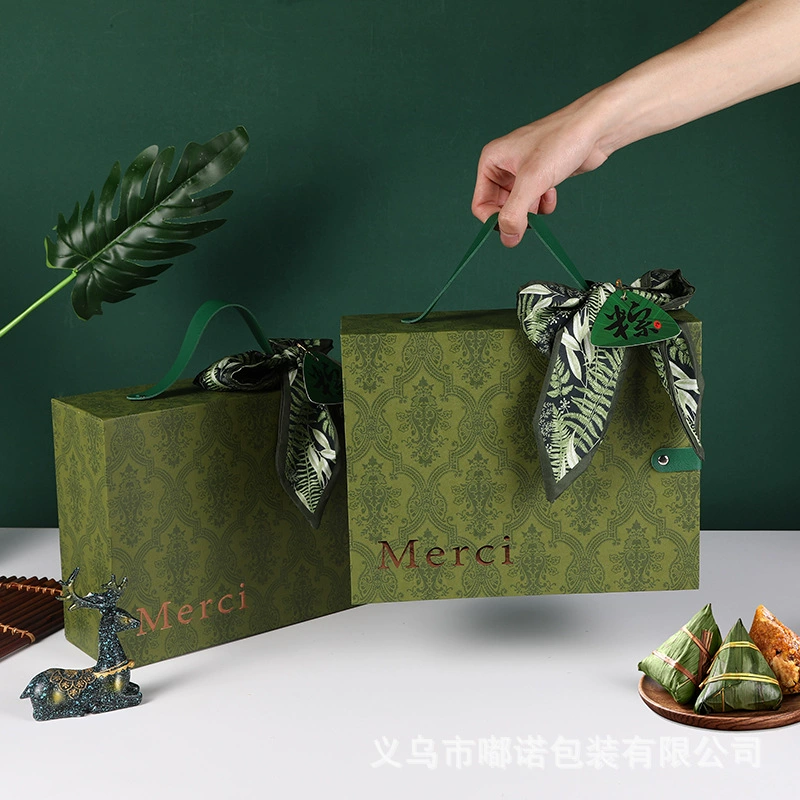 Оптовая продажа подарочных коробок для цзунцзы к Фестивалю драконьих лодок 2026: зеленые портативные коробки для цзунцзы с солеными утиными яйцами, пустые упаковочные коробки с логотипом