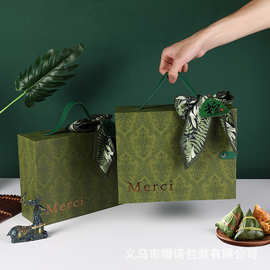 2025端午节粽子礼盒批发 绿色手提咸鸭蛋粽子盒空盒包装盒加logo