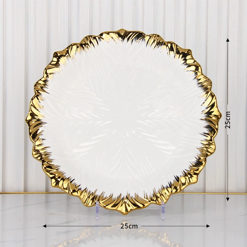Ceramic Tableware Set, Light Luxury Cabbage Pattern, Dinner Plates & Bowls, Hotel Style