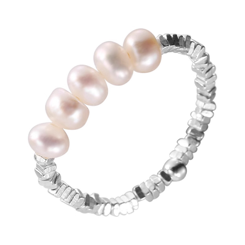 Anello con perla frammentata Misty Rain per donna, anello chiuso dal design unico e alla moda, vendita diretta in fabbrica_voghion.com