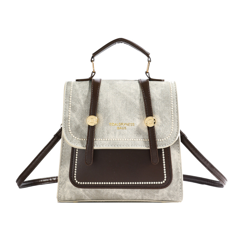 Alta sensación de vaquero pequeño una bolsa de tres mochilas para mujeres 2024 nueva moda mochila de viaje corto