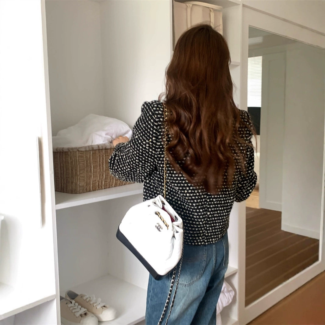 Весенняя ретро-шерстяная короткая куртка, 25 лет, круглый воротник, стиль Chanel, высококачественный стиль