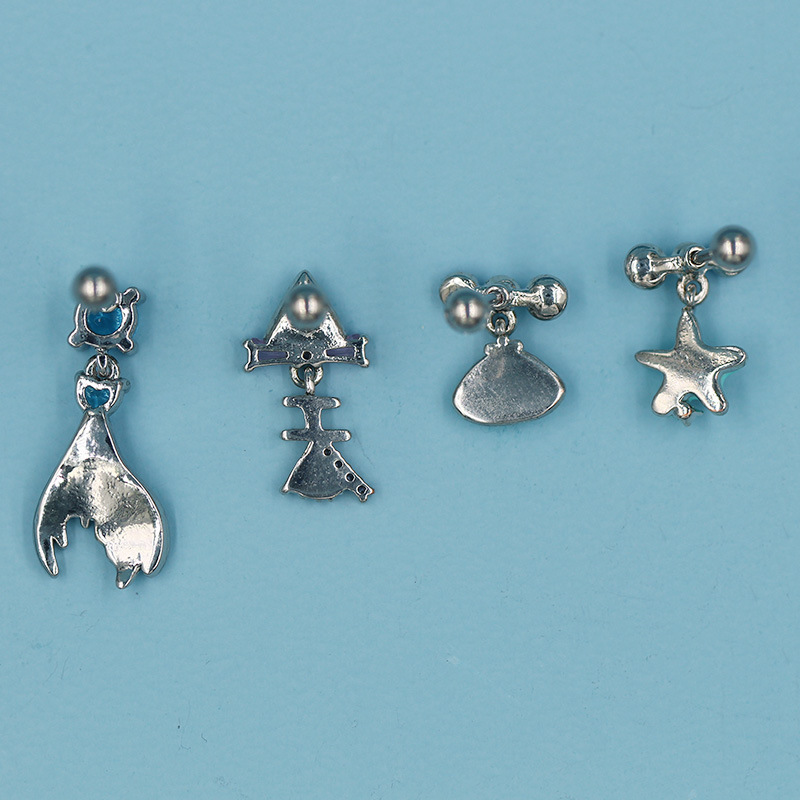5g Weight Titanium Steel Ear Needle Material Cartilage earrings Classification 1 Piece Quantity Party, Street Occasion Titanium Steel Material Star, Heart Shape, Bow Knot Pattern All Seasons Season Unisex Gender Plating Design Hip-Hop, Streetwear Style 1 Piece Hip-Hop Streetwear Star Heart Shape Bow Knot Plating Titanium Steel Cartilage Earrings 9