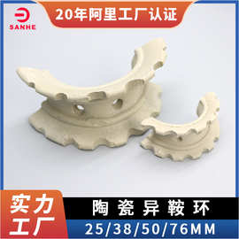 陶瓷异鞍环填料现货脱硫塔再生塔填料耐氢氟酸锯齿形侧面空隙率大